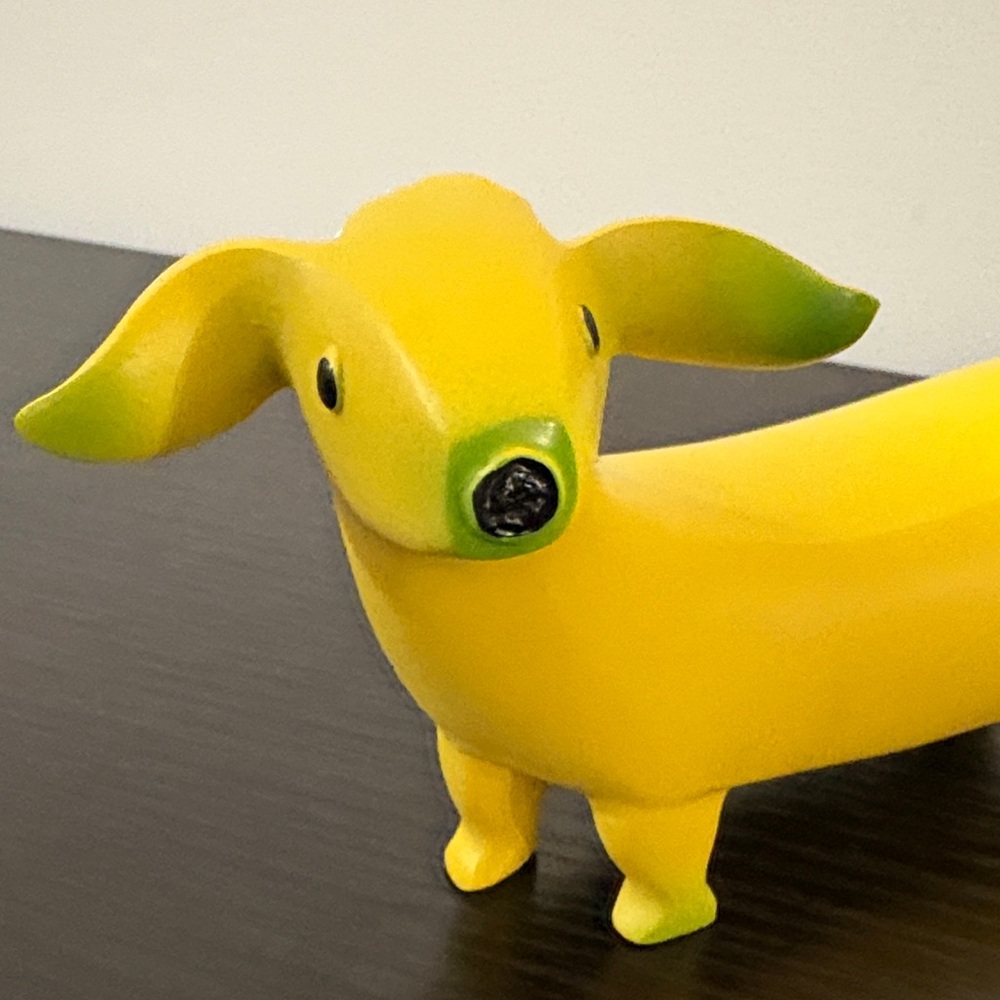 Yellow and Green Dachshund Dog Figurine - Picture 4 of 6